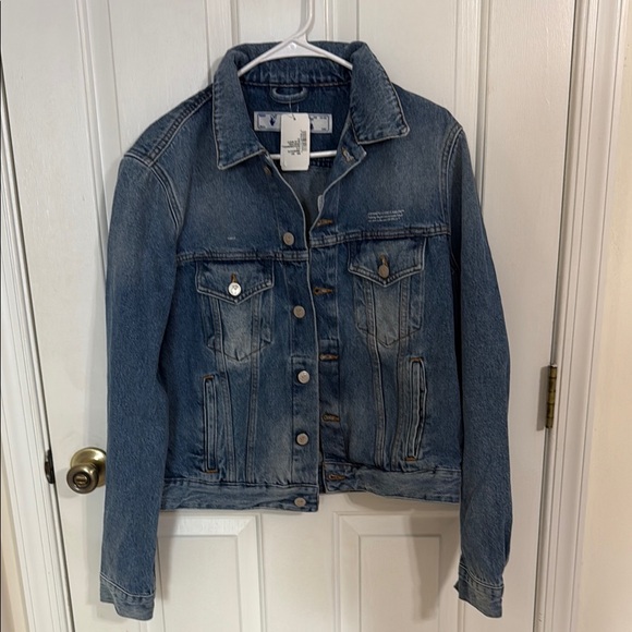 Off-White Blue Denim Jean Jacket Timeless Style - Picture 1 of 11